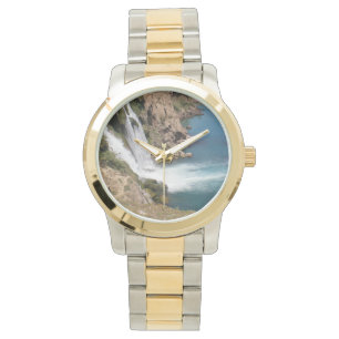 Turkish waterfall Duden  with Mediterranean sea Watch