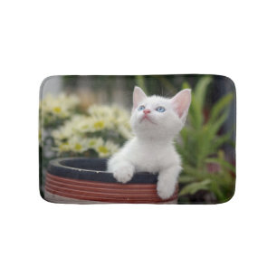 Turkish White Kitten Bath Mat