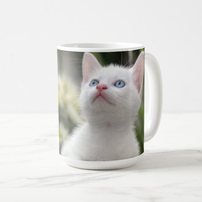 Turkish White Kitten Coffee Mug (Front Right)