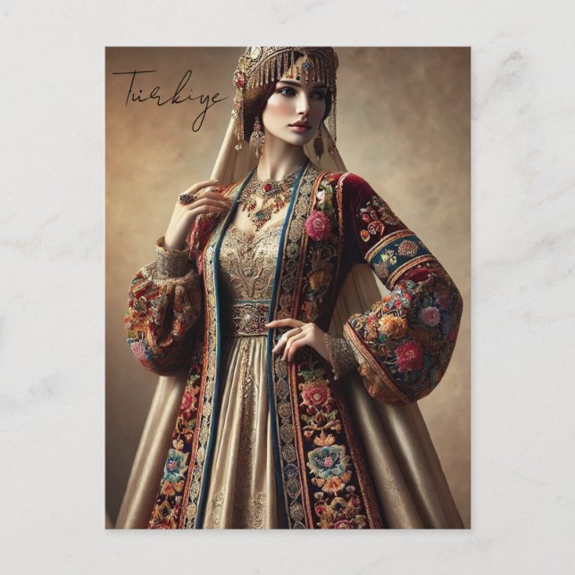 Turkish woman in traditional ottoman attire postcard (Front)