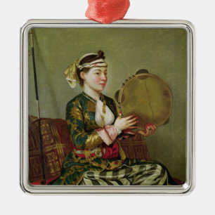 Turkish Woman with a Tambourine Metal Tree Decoration