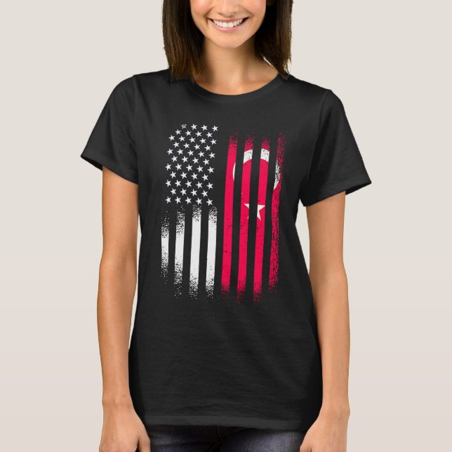 Turkiye American Patriot Grown Country USA Flags S T-Shirt (Front)