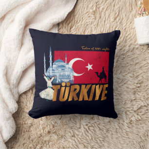 Türkiye Istanbul Vintage Flag Turkey Souvenir Cushion