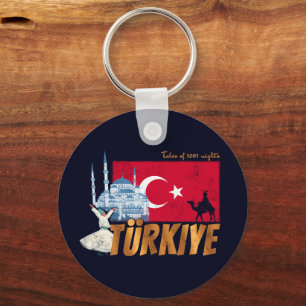 Türkiye Istanbul Vintage Flag Turkey Souvenir Key Ring