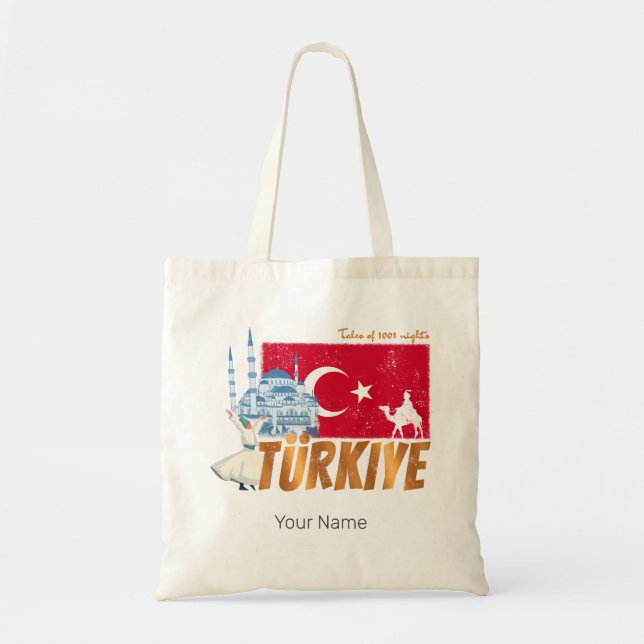 Türkiye Istanbul Vintage Flag Turkey Souvenir Tote Bag (Front)