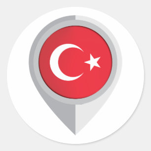 Turkiye Pin Location Flag Classic Round Sticker
