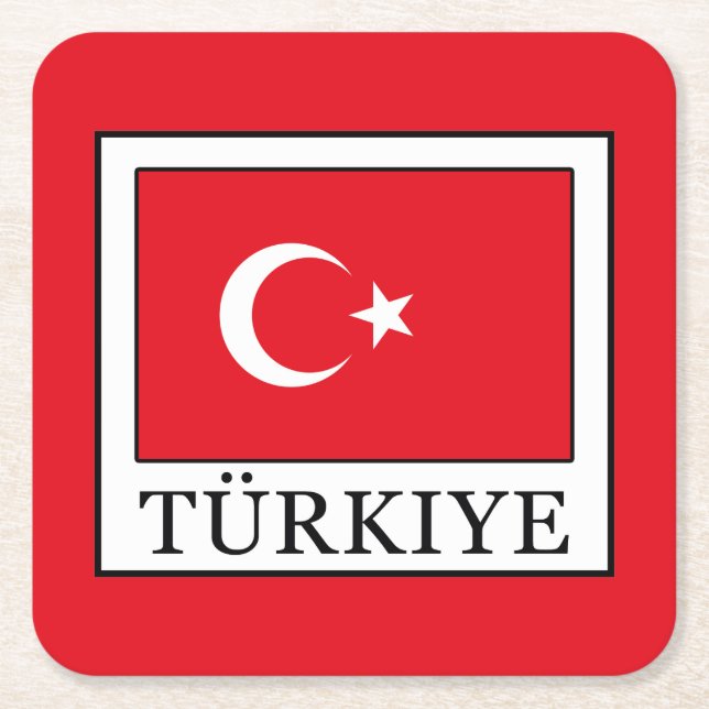Türkiye Square Paper Coaster (Front)