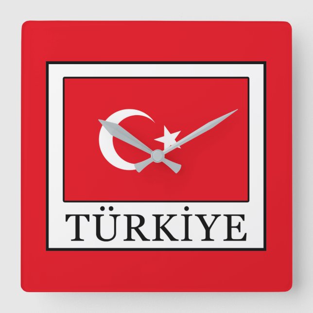 Türkiye Square Wall Clock (Front)