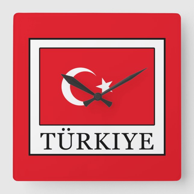 Türkiye Square Wall Clock (Front)