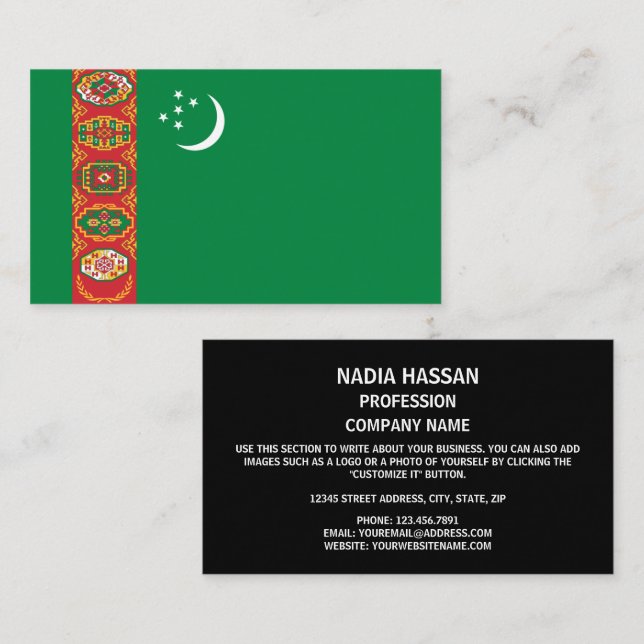 Turkmen Flag, Flag of Turkmenistan Business Card (Front/Back)
