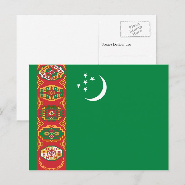 Turkmen Flag, Flag of Turkmenistan Postcard (Front/Back)