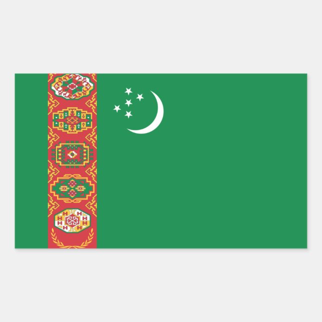 Turkmen Flag, Flag of Turkmenistan Rectangular Sticker (Front)