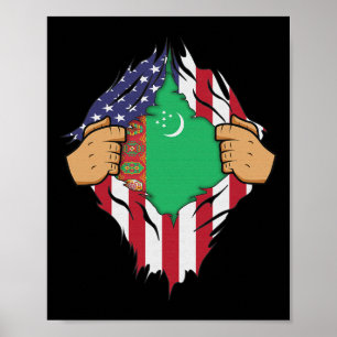 Turkmen Flag Turkmenistan Men Women Kids Gift Poster