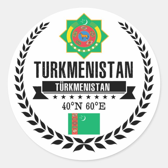 Turkmenistan Classic Round Sticker (Front)