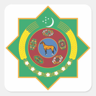 Turkmenistan Coat of Arms Square Sticker