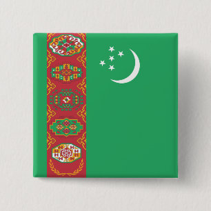 Turkmenistan Flag 15 Cm Square Badge