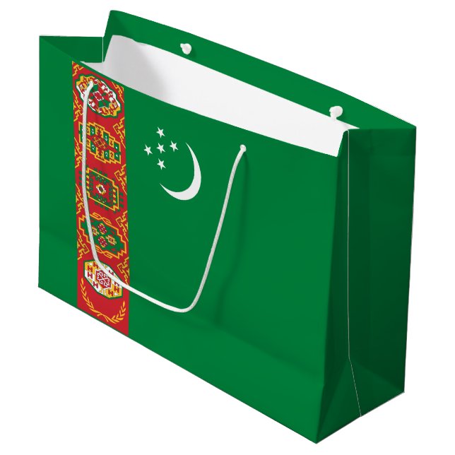 Turkmenistan Flag Large Gift Bag (Front Angled)