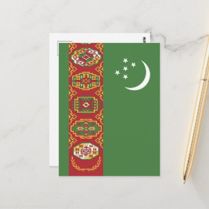 Turkmenistan flag postcard