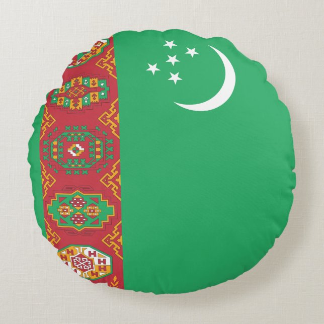 Turkmenistan Flag Round Cushion (Front)