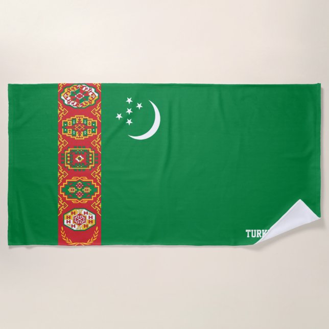 Turkmenistan Flag Splendid Patriotic Beach Towel (Front)