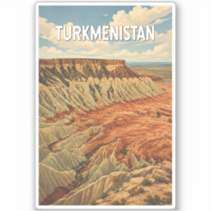 Turkmenistan Illustration Travel Art Vintage
