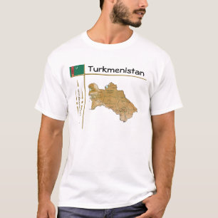 Turkmenistan Map + Flag + Title T-Shirt