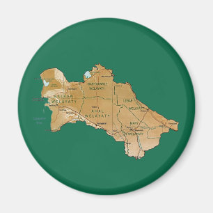 Turkmenistan Map Magnet