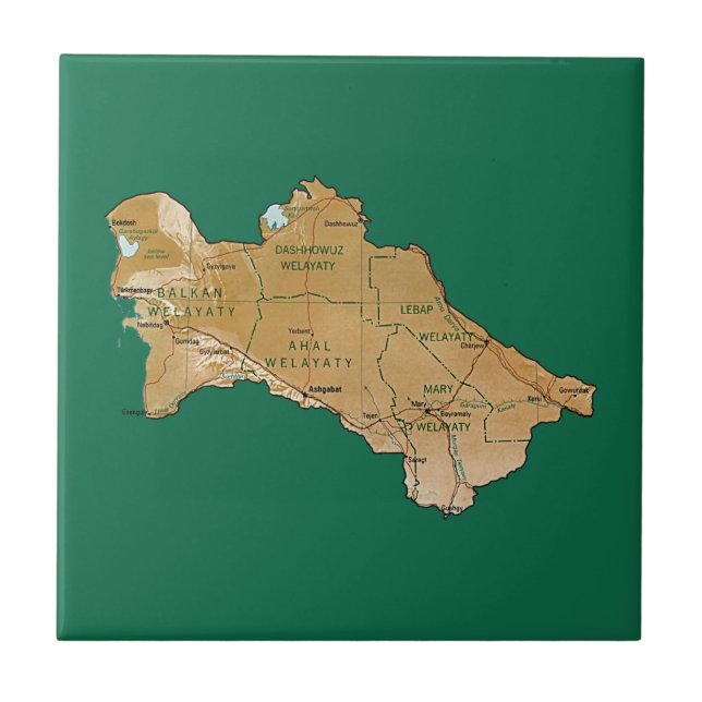 Turkmenistan Map Tile (Front)
