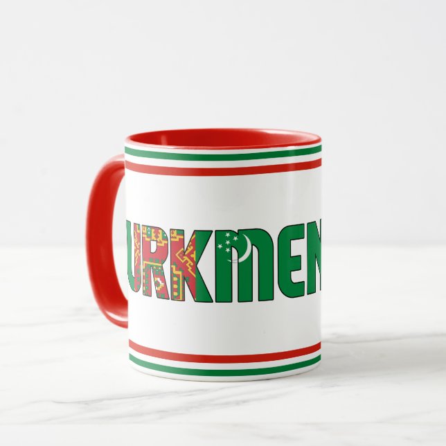 Turkmenistan National Flag Patriotic Coffee Mug (Front Left)