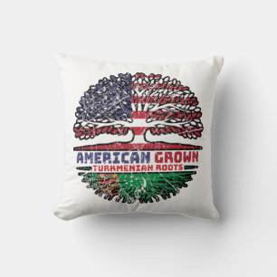Turkmenistan Turkmenian American USA Tree Roots Cushion