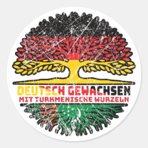 Turkmenistan Turkmenisch Deutsch Deutschland Baum Classic Round Sticker