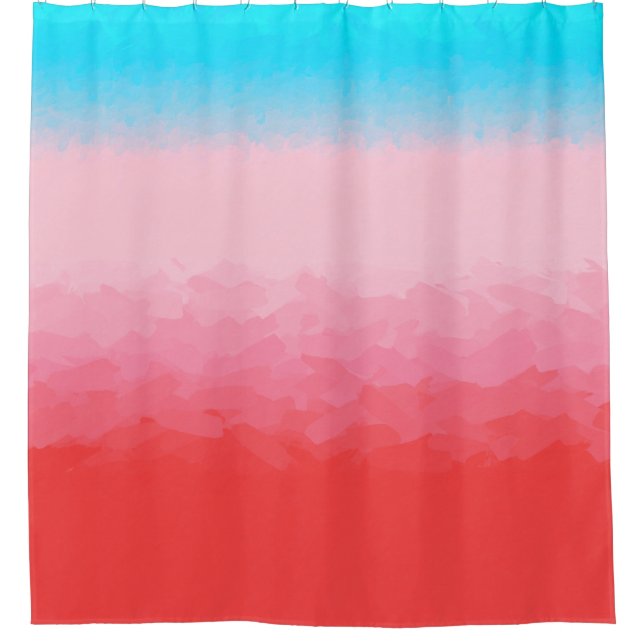 Turks and Caicos Blue and Coral Ombre Shower Curtain (Front)