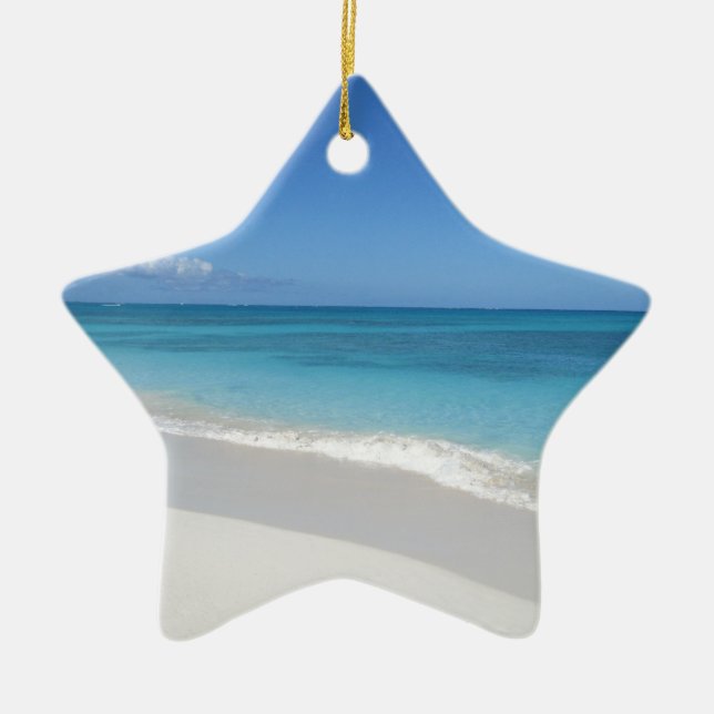 Turks and Caicos Dream Beach Ceramic Tree Decoration (Front)