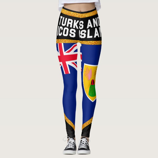 Turks And Caicos Flag Leggings (Front)