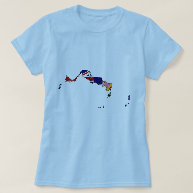 Turks And Caicos flag map T-Shirt (Design Front)