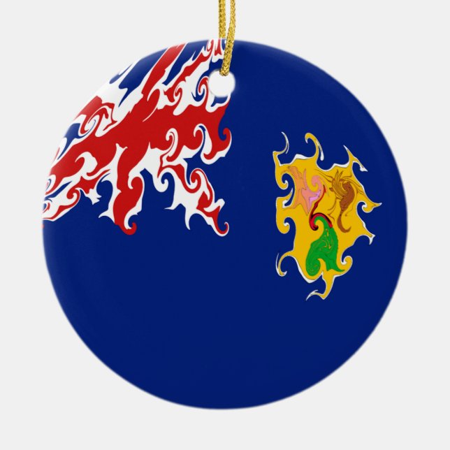 Turks and Caicos Islands Gnarly Flag Ceramic Tree Decoration (Front)