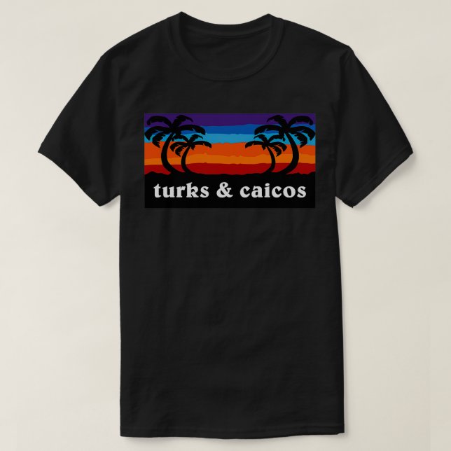 Turks and Caicos Islands Sunset Palm Tree Outdoor  T-Shirt (Design Front)