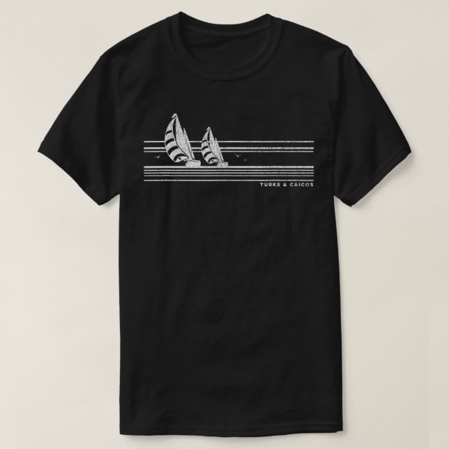 Turks and Caicos Vintage Sailing 70s Nautical Sail T-Shirt (Design Front)