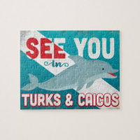 Turks & Caicos Dolphin - Retro Vintage Travel