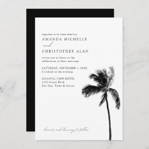 Turks & Caicos Wedding Black & White Elegant Invitation
