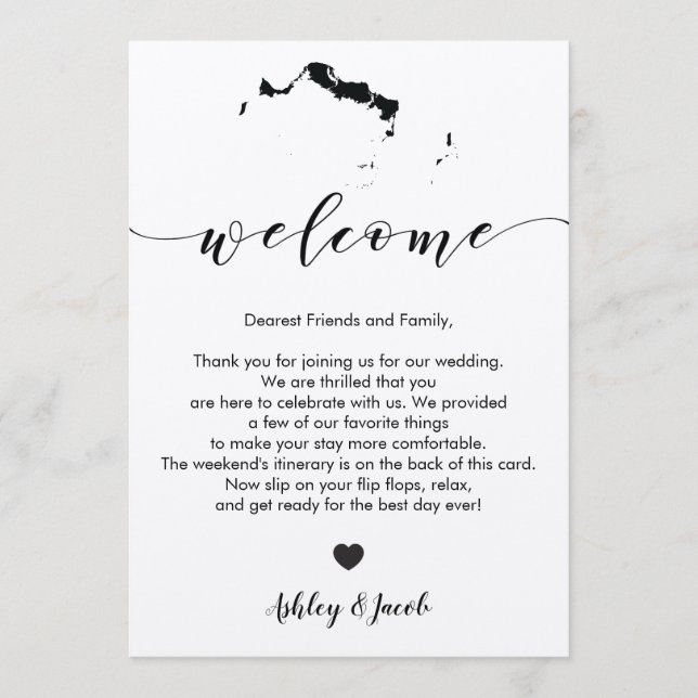 Turks & Caicos Wedding Welcome Letter & Itinerary Programme (Front)