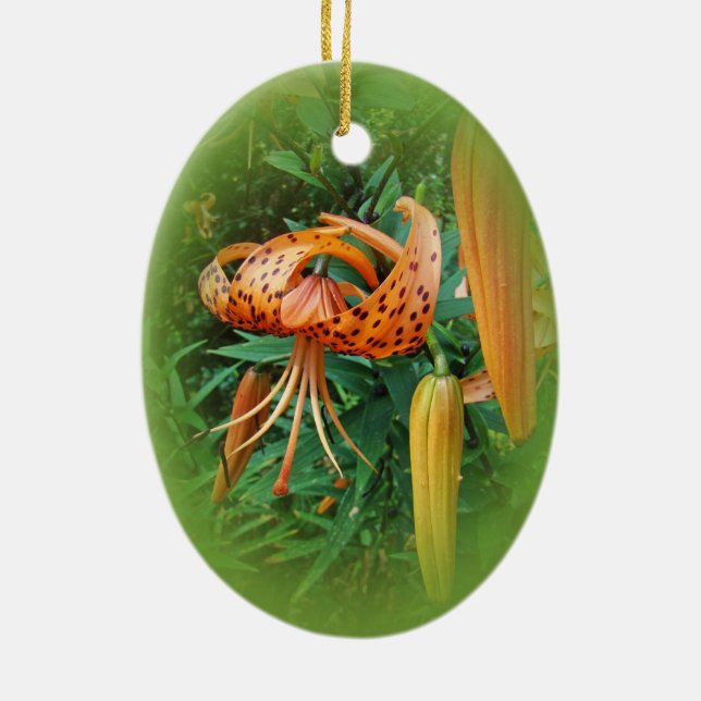 Turk's Cap Lily Wildflower Ceramic Tree Decoration (Back)