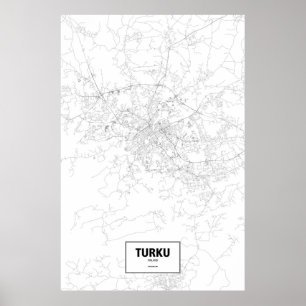 Turku, Finland (black on white) Poster