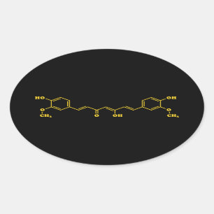 Turmeric Curcumin Molecular Chemical Formula Oval Sticker