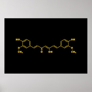Turmeric Curcumin Molecular Chemical Formula Poster