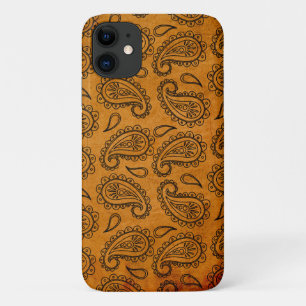 Turmeric Indian Paisley Vintage Leather Pattern iPhone 11 Case