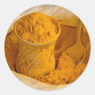 Turmeric powder classic round sticker