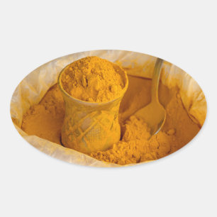 Turmeric powder oval sticker