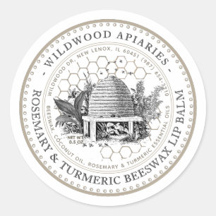 Turmeric & Rosemary Beeswax Lip Balm Vintage Skep  Classic Round Sticker