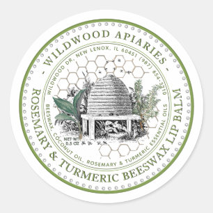 Turmeric & Rosemary Beeswax Lip Balm Vintage Skep  Classic Round Sticker